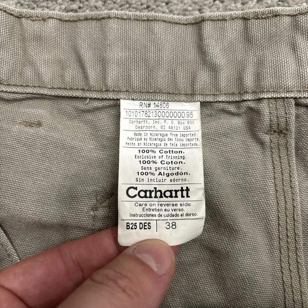 Vintage Carhartt Carpenter Duck Shorts B25 DES Utility Cargo Mens Size 38 - Picture 2 of 6